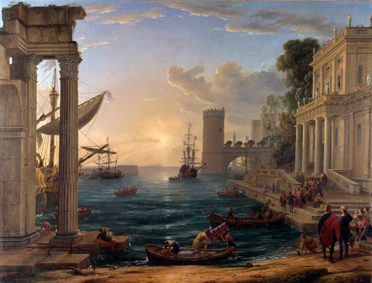 Seaport with the Embarkation of the Queen of Sheba av Claude Lorrain