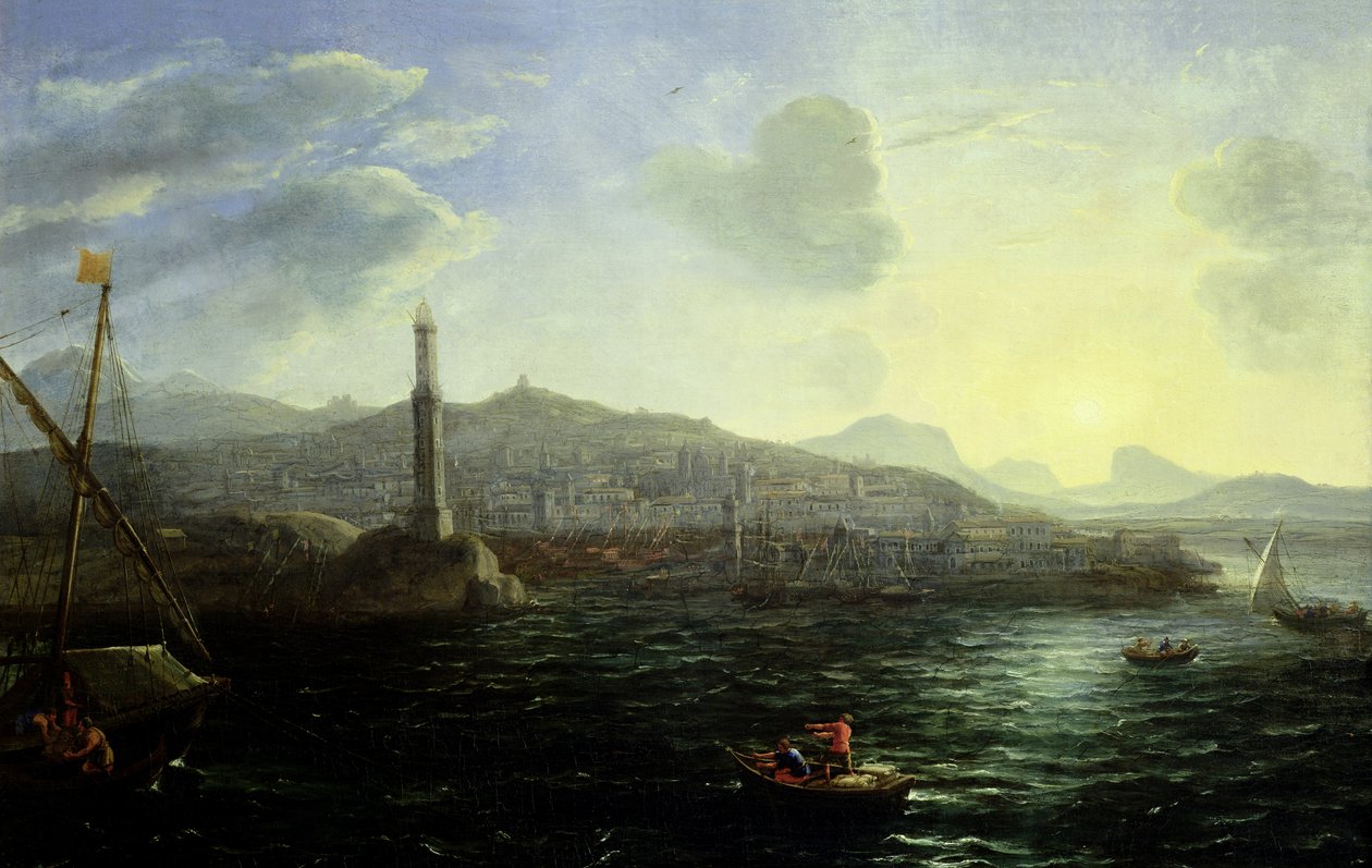 Hamnen i Genua, havsutsikt av Claude Lorrain