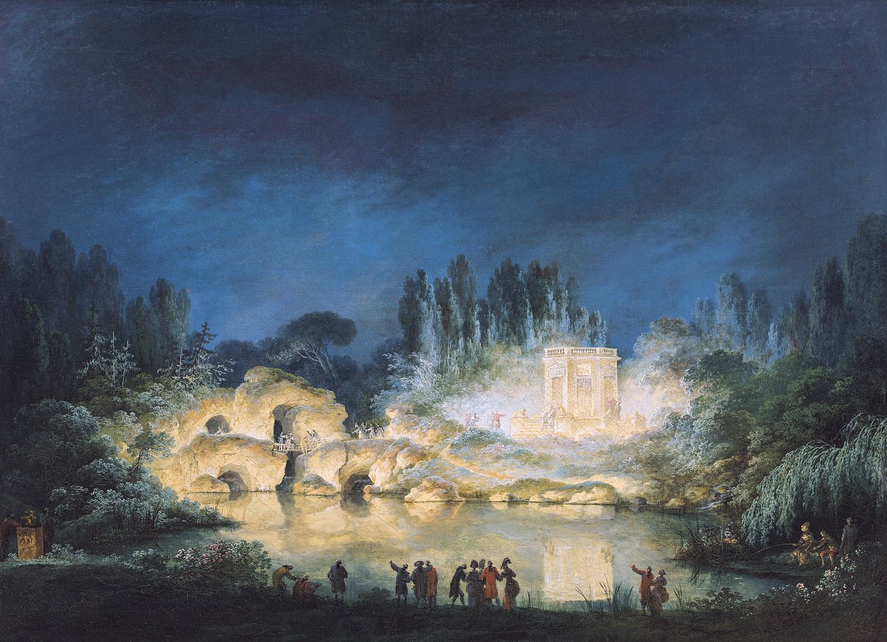 Belysning af Belvedere ved Petit-Trianon, 1781 swed av Claude Louis Chatelet