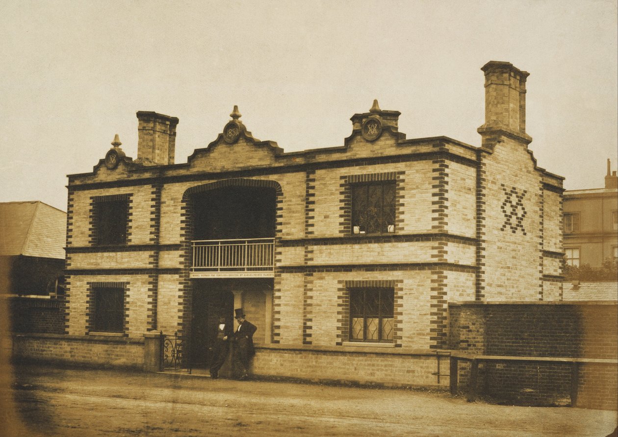The Great Exhibition, 1851- Modellhus för familjer designad av HRH Prince Albert av Claude Marie Ferrier