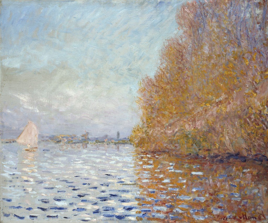 Argenteuil Basin med en enda segelbåt av Claude Monet