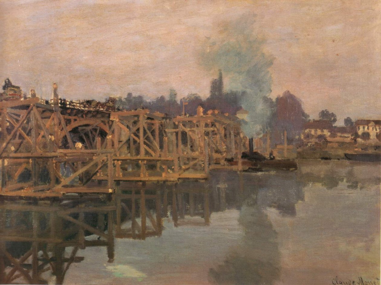 Argenteuil, le pont en réparation av Claude Monet