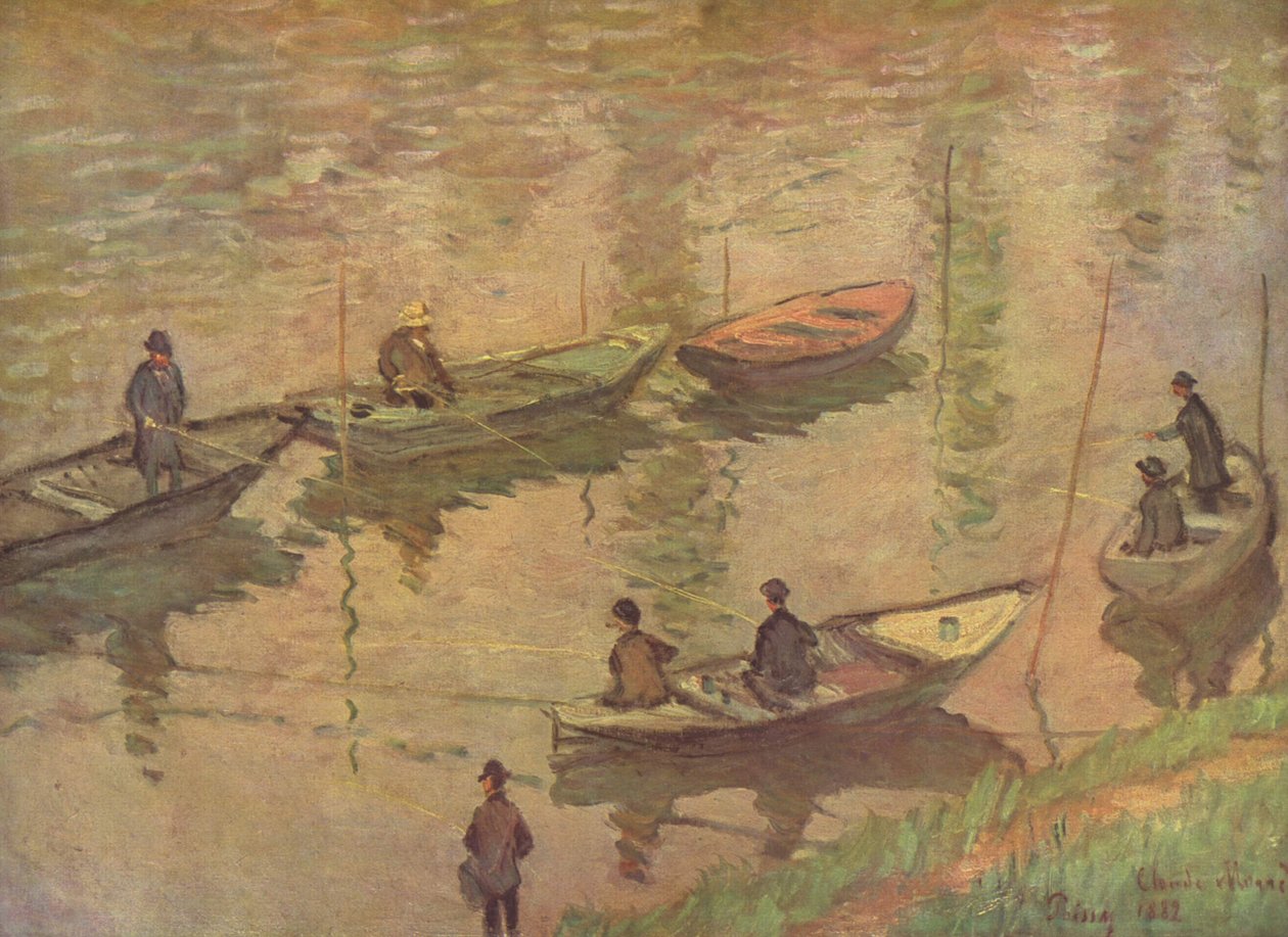 Fischer auf der Seine bei Poissy av Claude Monet