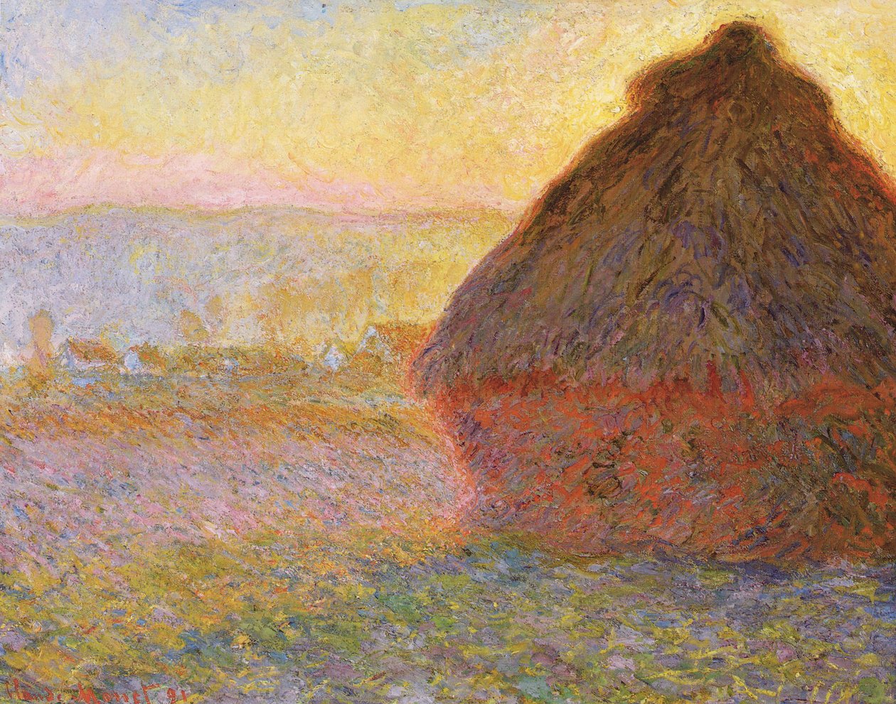 Haystacks, (Sunset) av Claude Monet