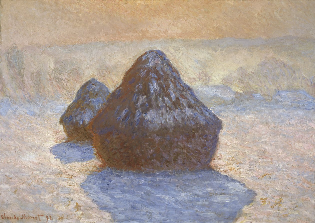 Höstackar- Snöeffekt av Claude Monet