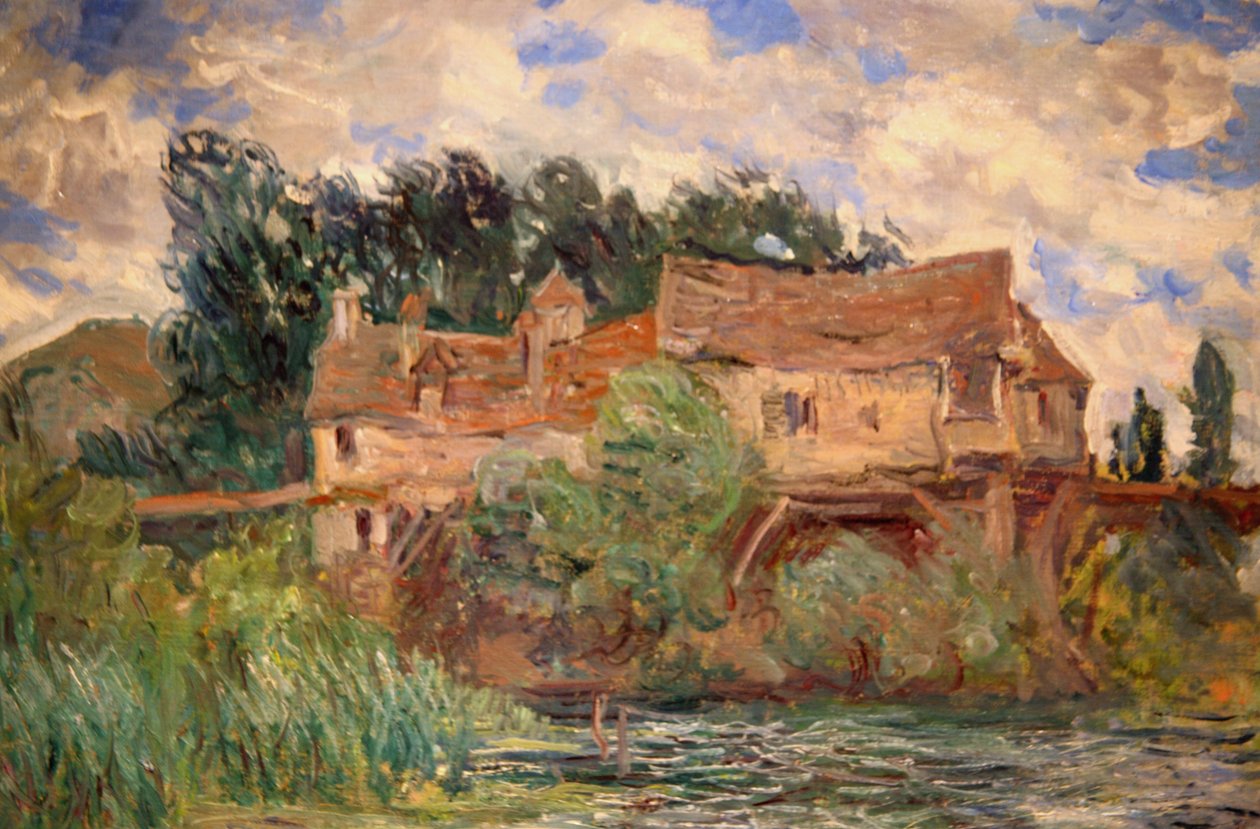 Houses on the Old Bridge at Vernon circa 1883 by Monet av Claude Monet