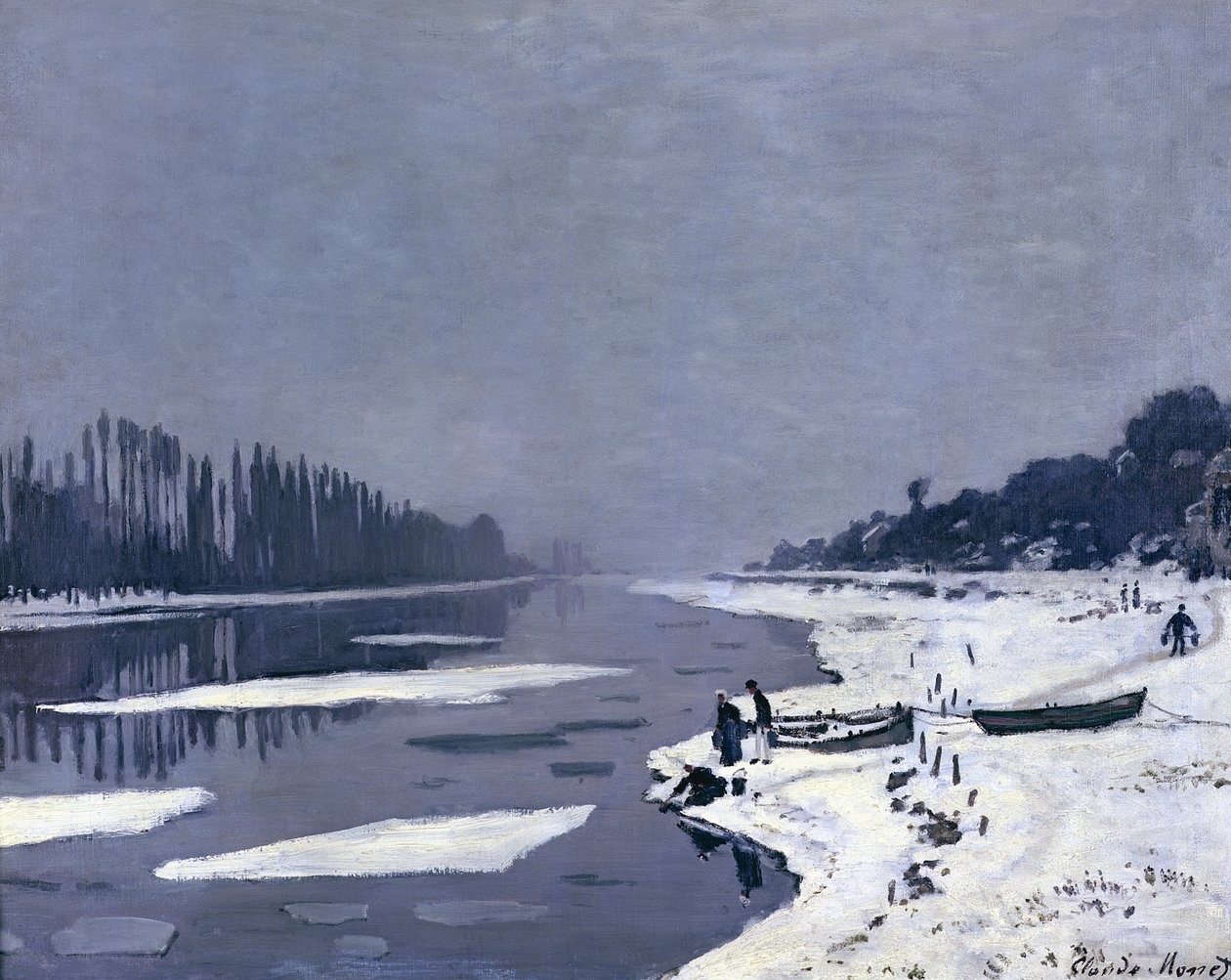 Isflak på Seine vid Bougival, c.1867-68 av Claude Monet