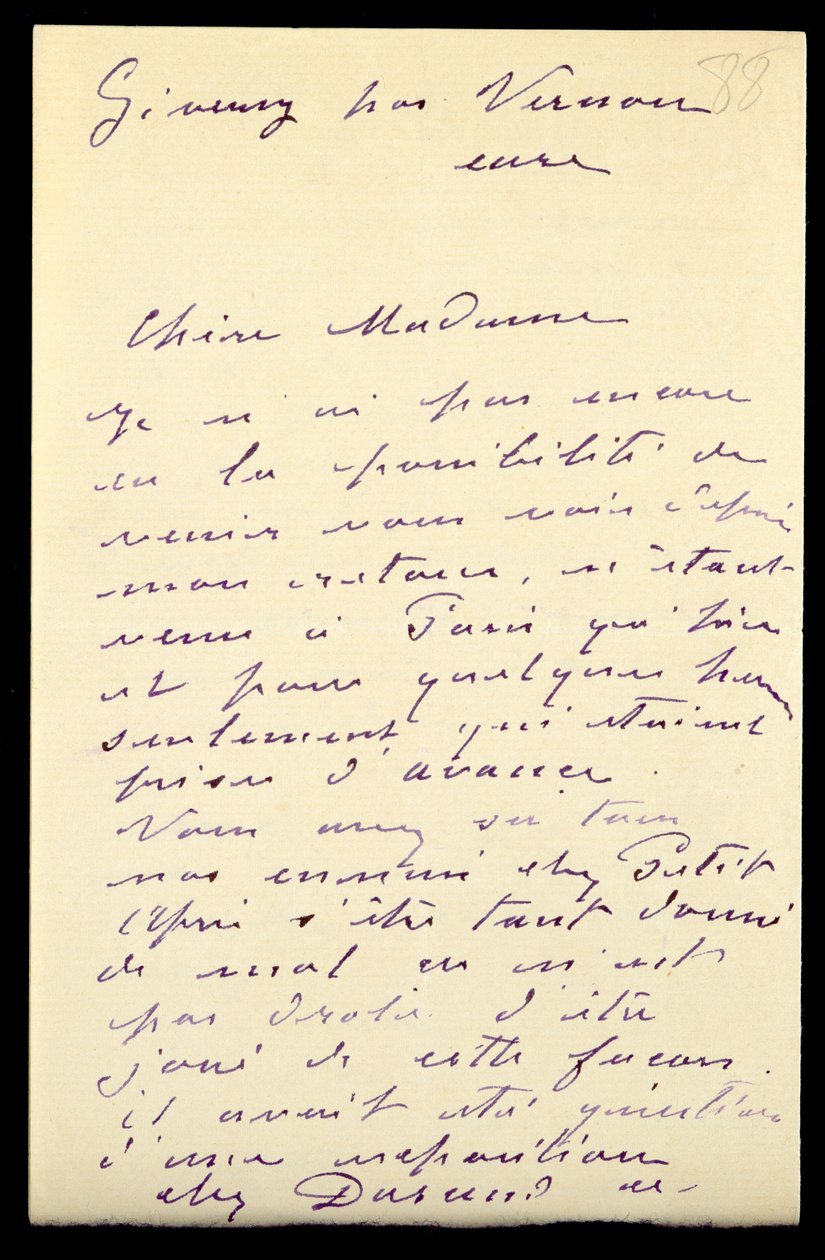 Brev från Claude Monet till Berthe Morisot, 1888 av Claude Monet