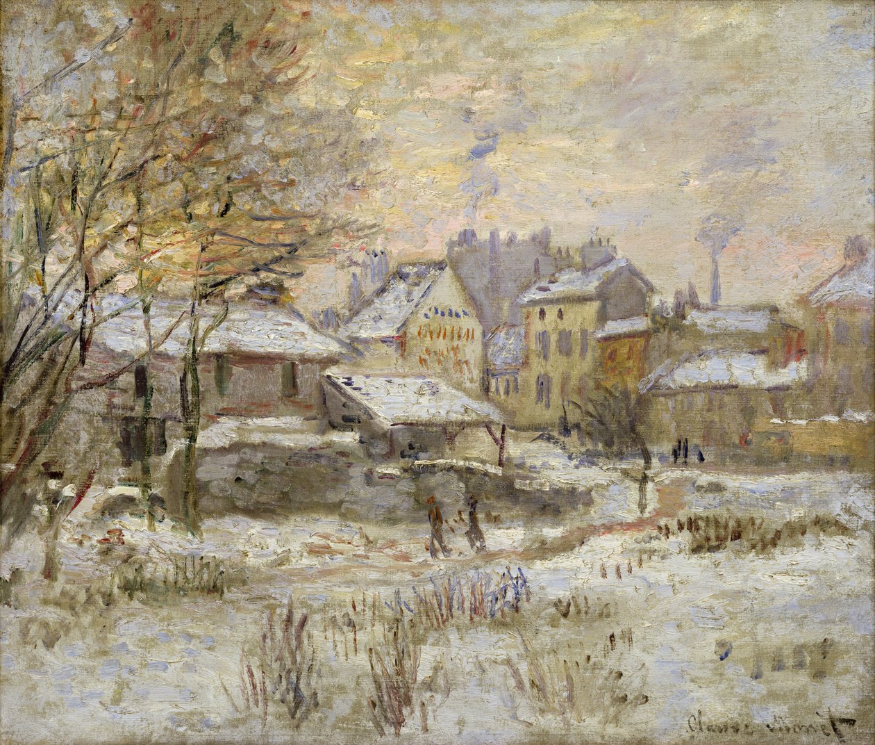 Snöeffekt med solnedgång, 1875 av Claude Monet