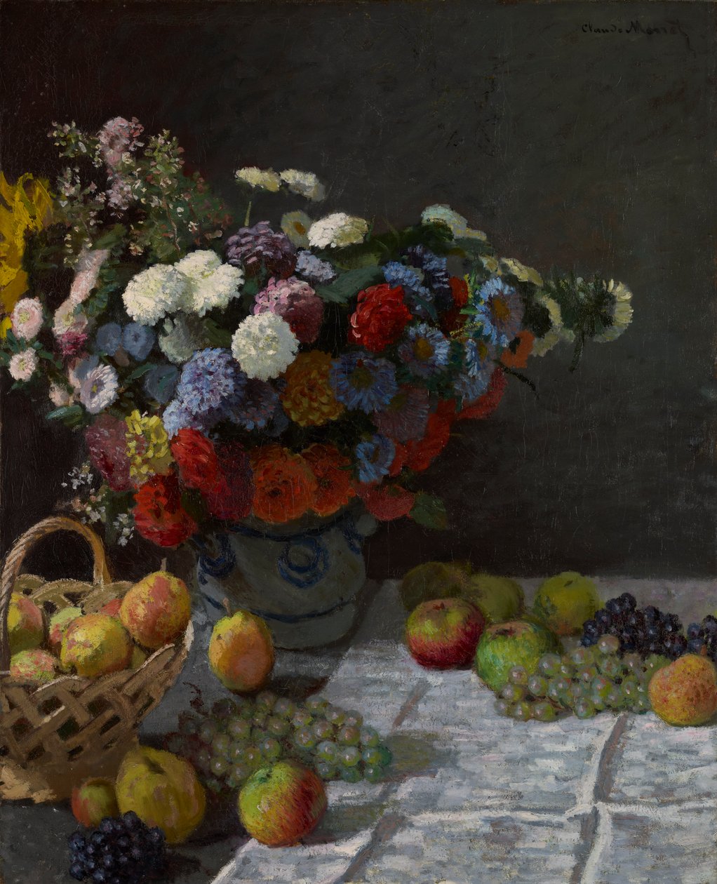 Stilleben med blommor och frukt, 1869 av Claude Monet