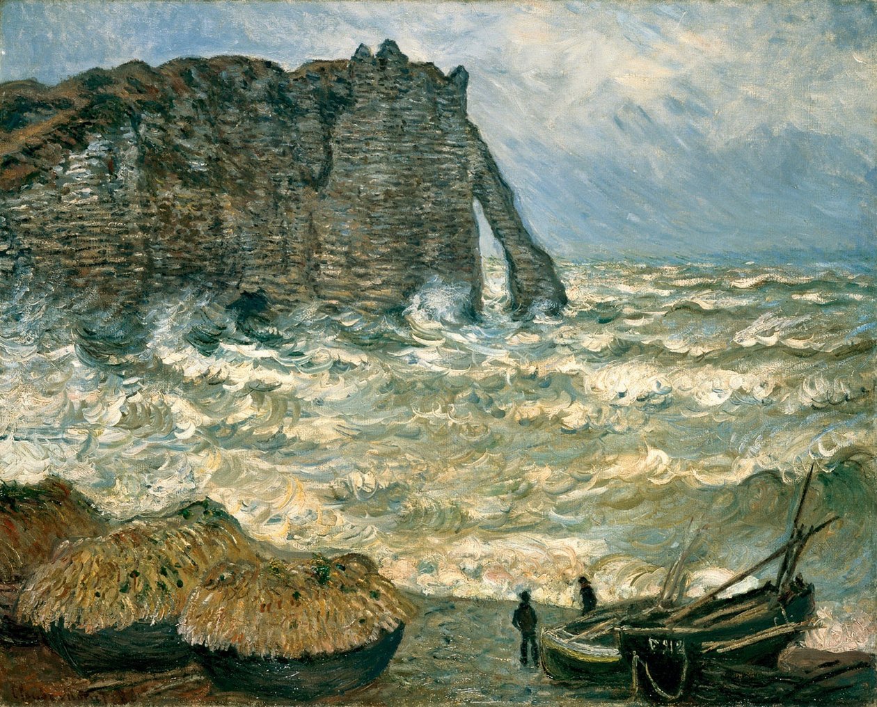 Stormy Sea in Étretat av Claude Monet