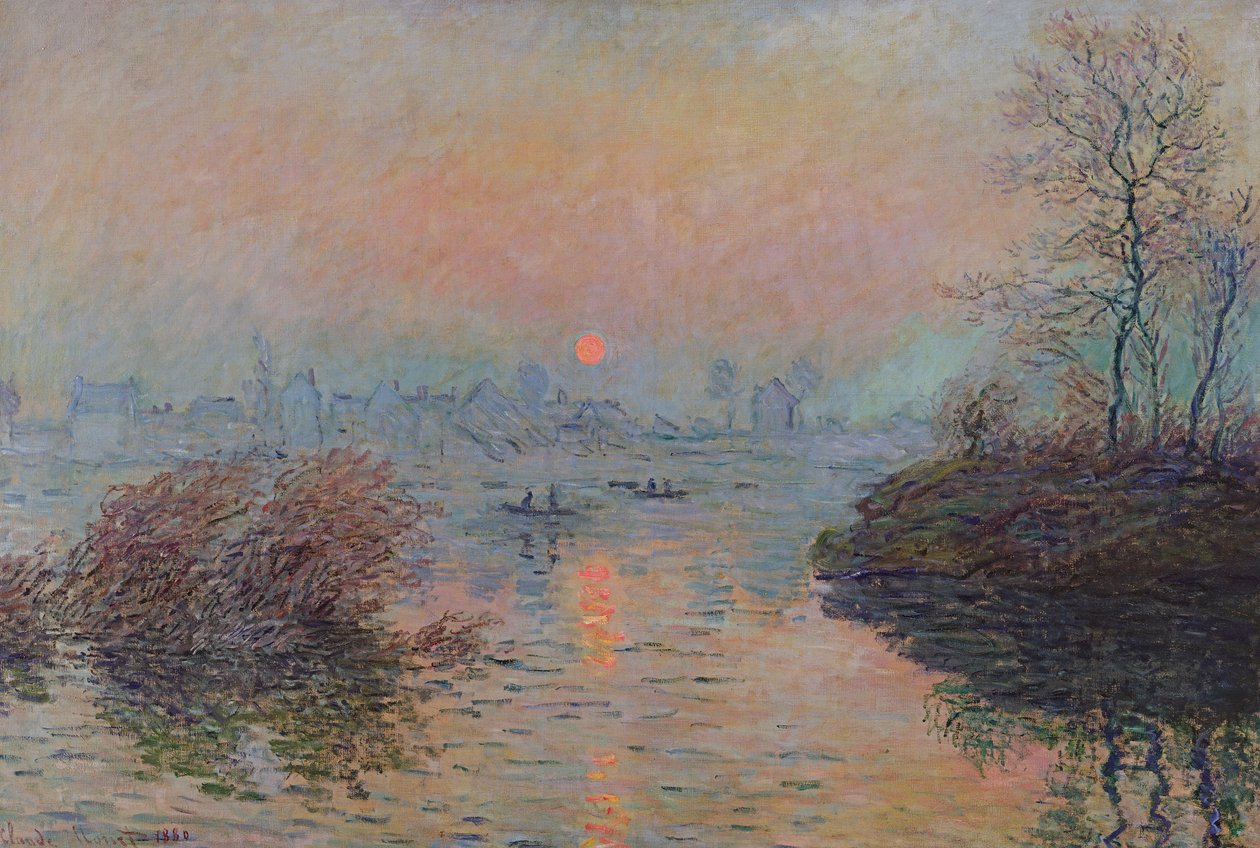 Solnedgång över Seine vid Lavacourt. Vintereffekt, 1880 av Claude Monet