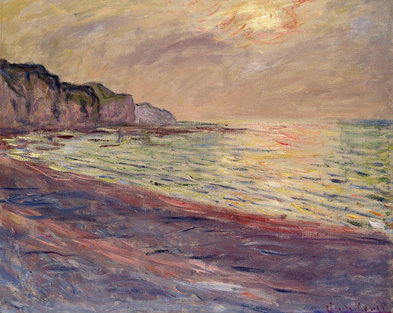 Stranden i Pourville, solnedgång, 1882 av Claude Monet