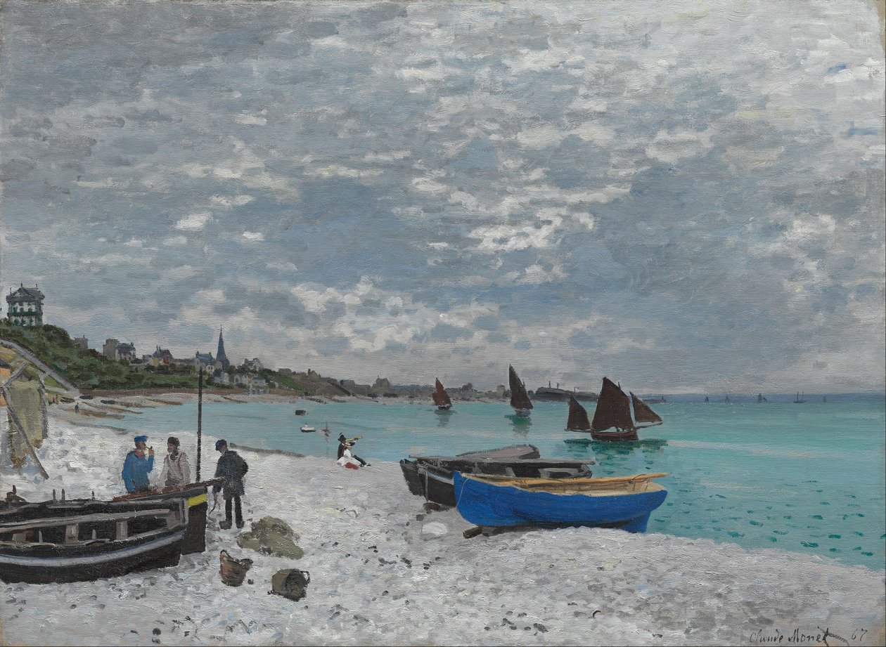 The Beach at Sainte-Adresse av Claude Monet