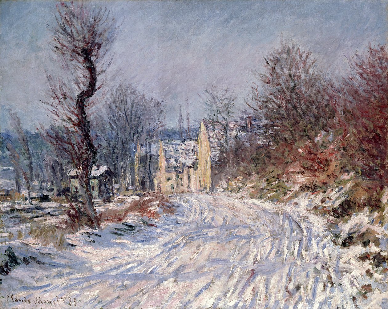 Vägen till Giverny, vinter, 1885 av Claude Monet