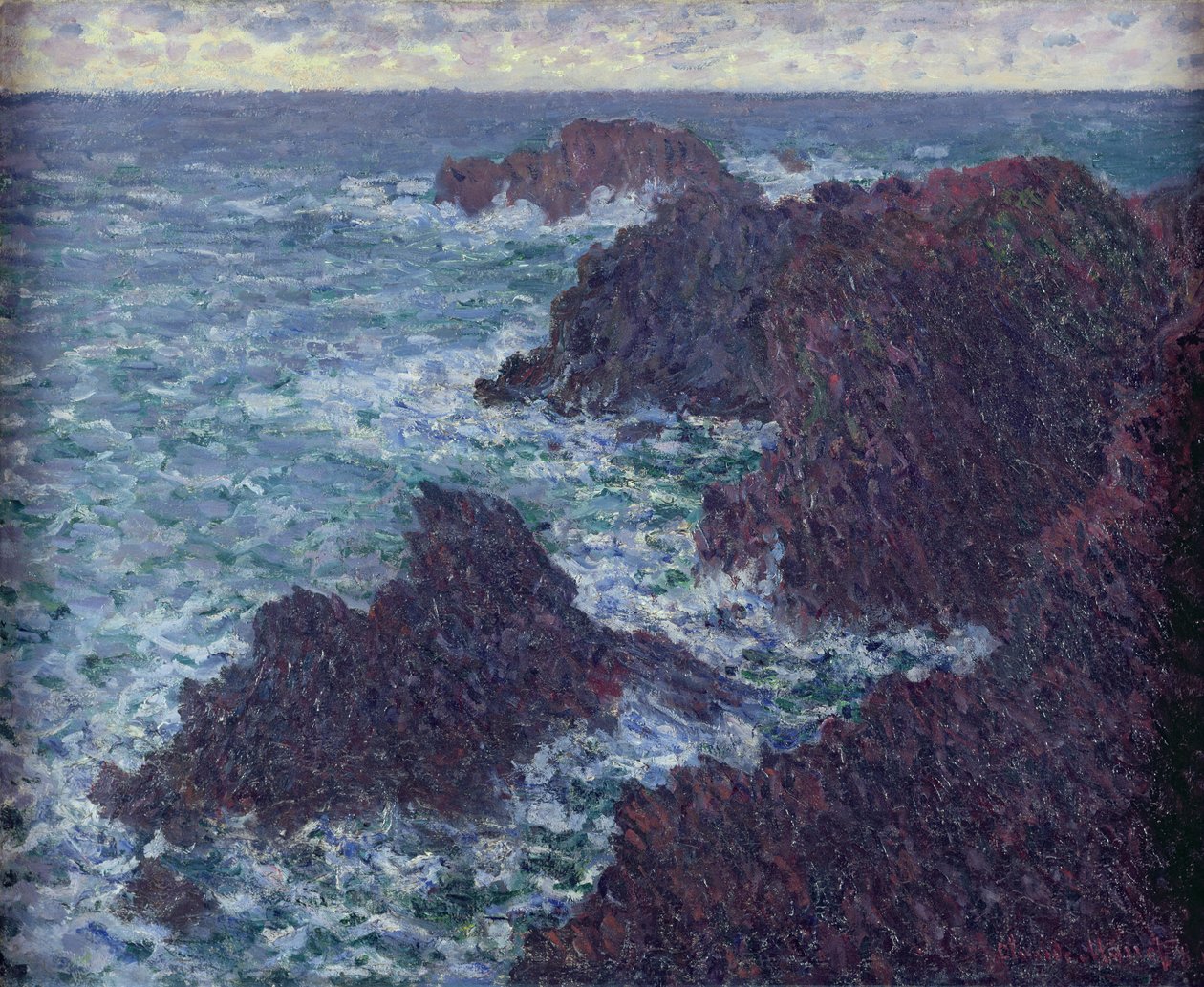 The Rocks at Belle-Ile, the Wild Coast, 1886 av Claude Monet