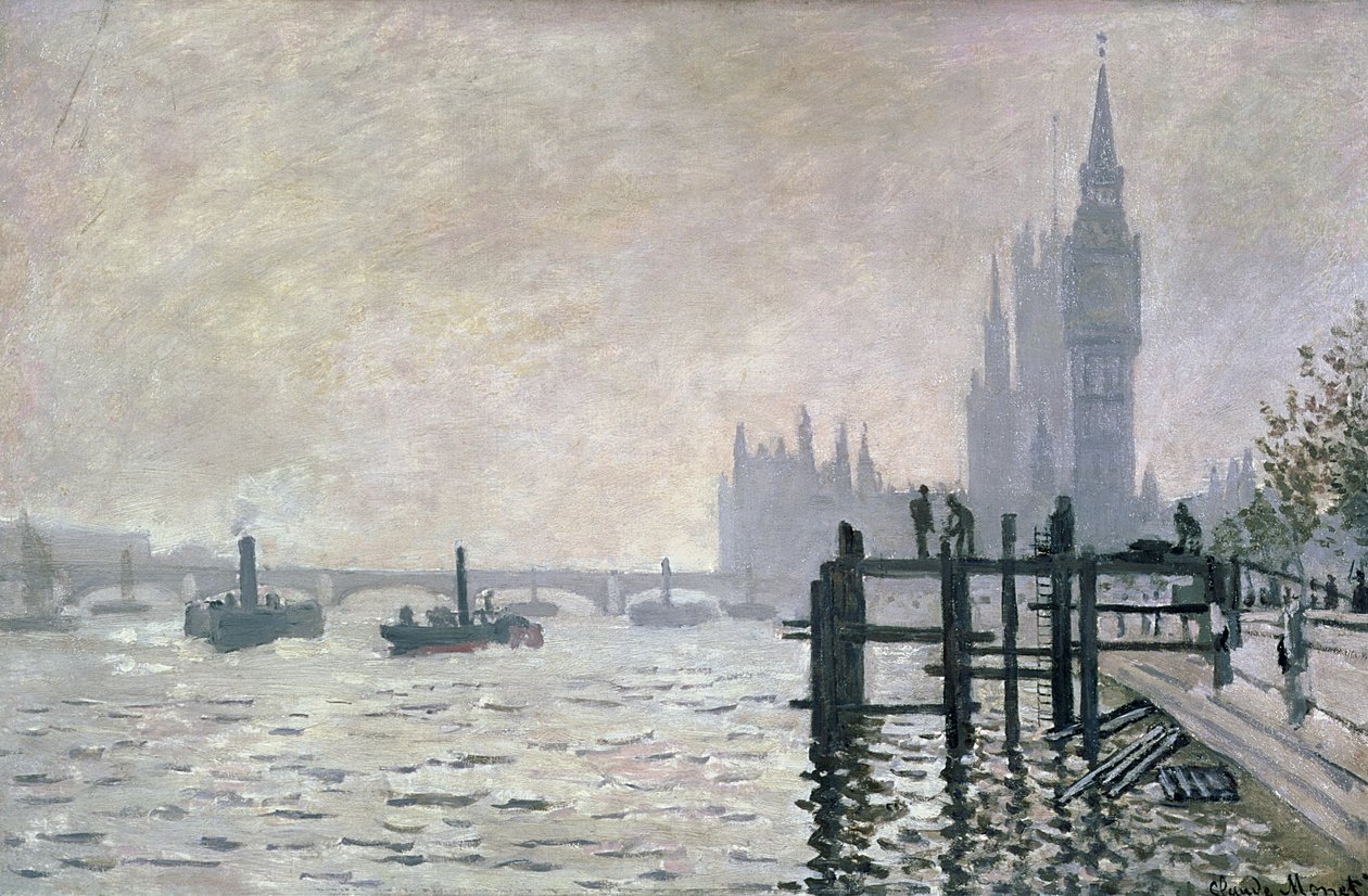 Themsen nedanför Westminster, 1871 av Claude Monet