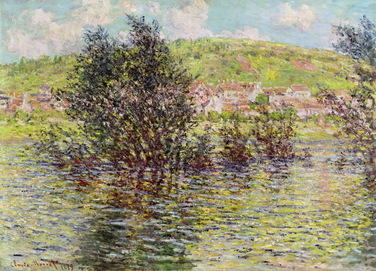 Vetheuil, Utsikt från Lavacourt, 1879 av Claude Monet