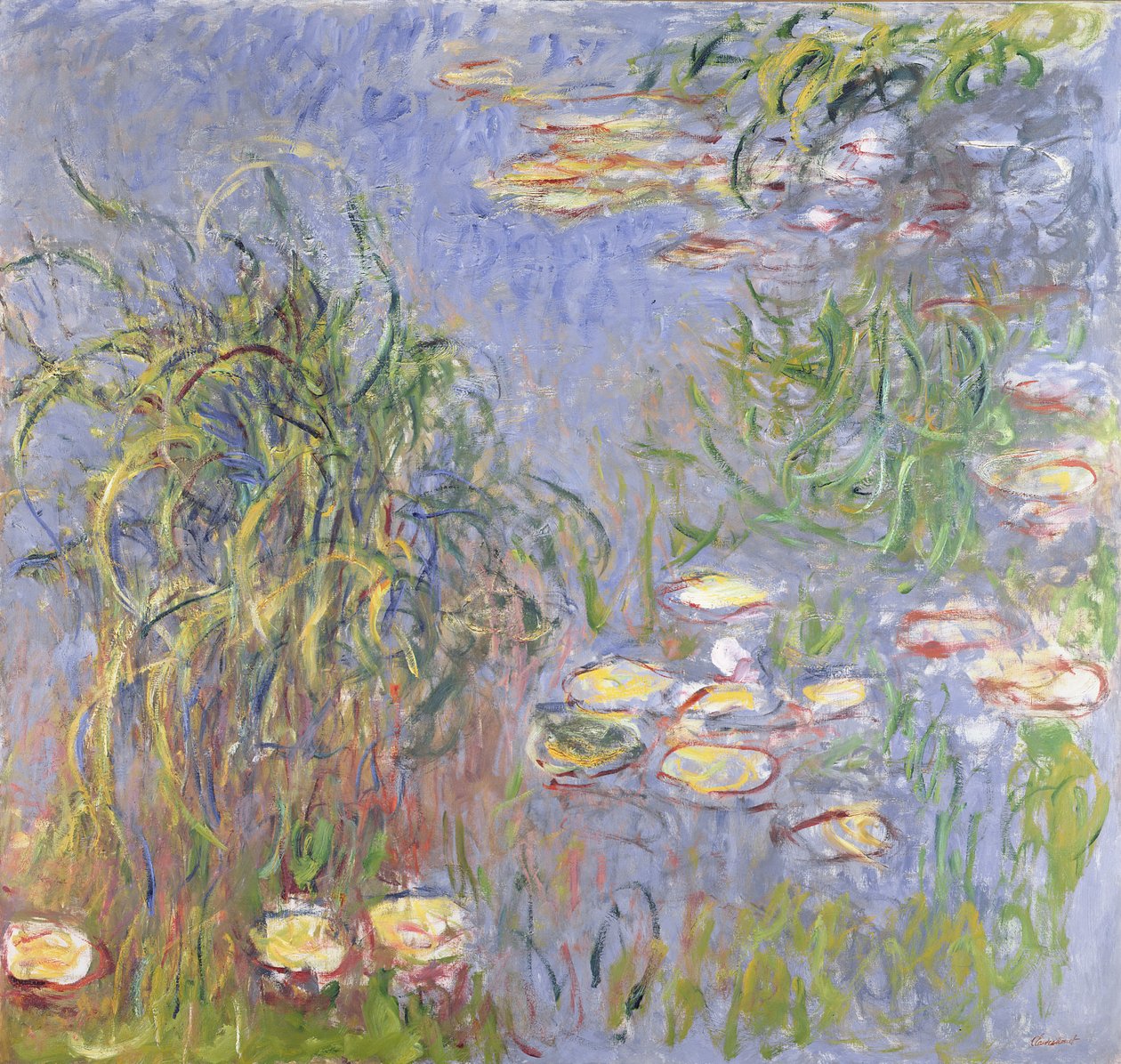 Vattenliljor, gräsklöver, 1914-17 av Claude Monet