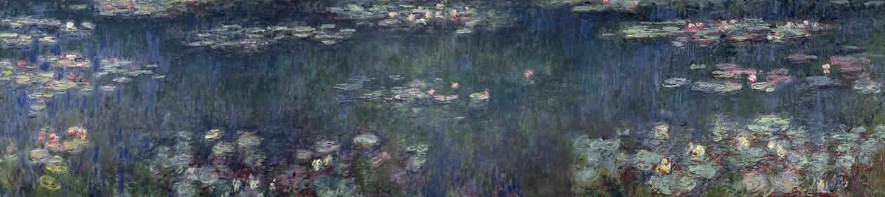 Näckrosor: Green Reflections, 1914-18 (vänster och höger sektion) av Claude Monet