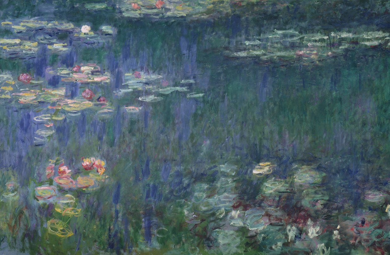 Näckrosor: Green Reflections, 1914-18 (vänster sektion) (se även 56001 och 56004) av Claude Monet