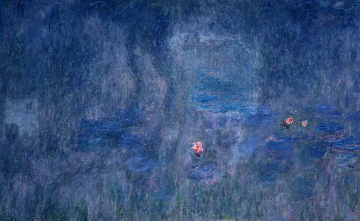 Vattenliljor: Detalj från det centrala avsnittet, 1915-26 av Claude Monet