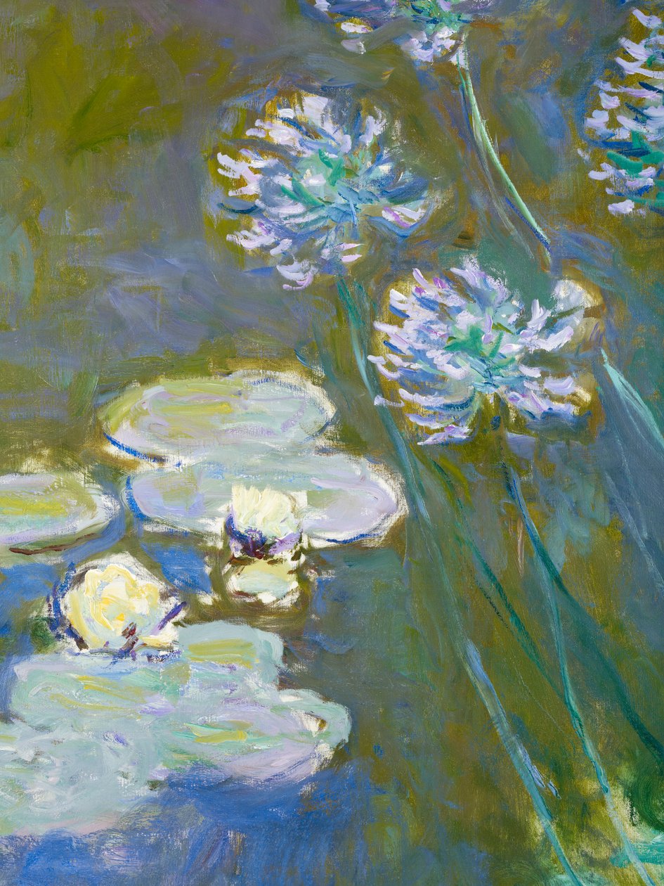 Näckrosor och Agapanthus, 1914-17 detalj av 82323 olja på duk av Claude Monet