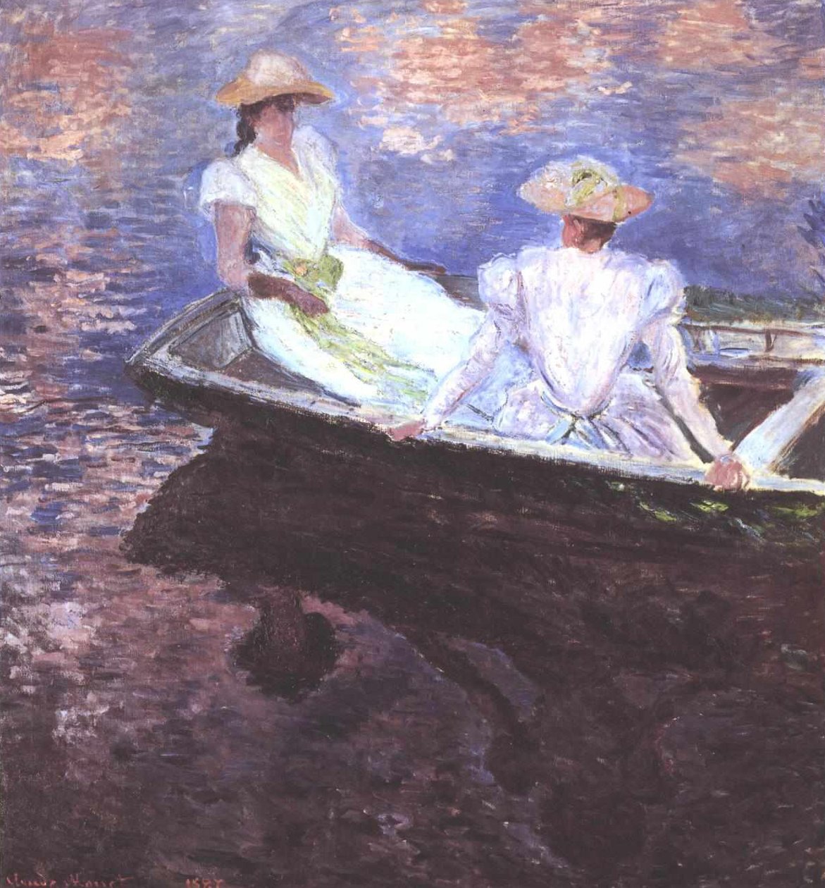 Zwei Mädchen in einem Boot av Claude Monet