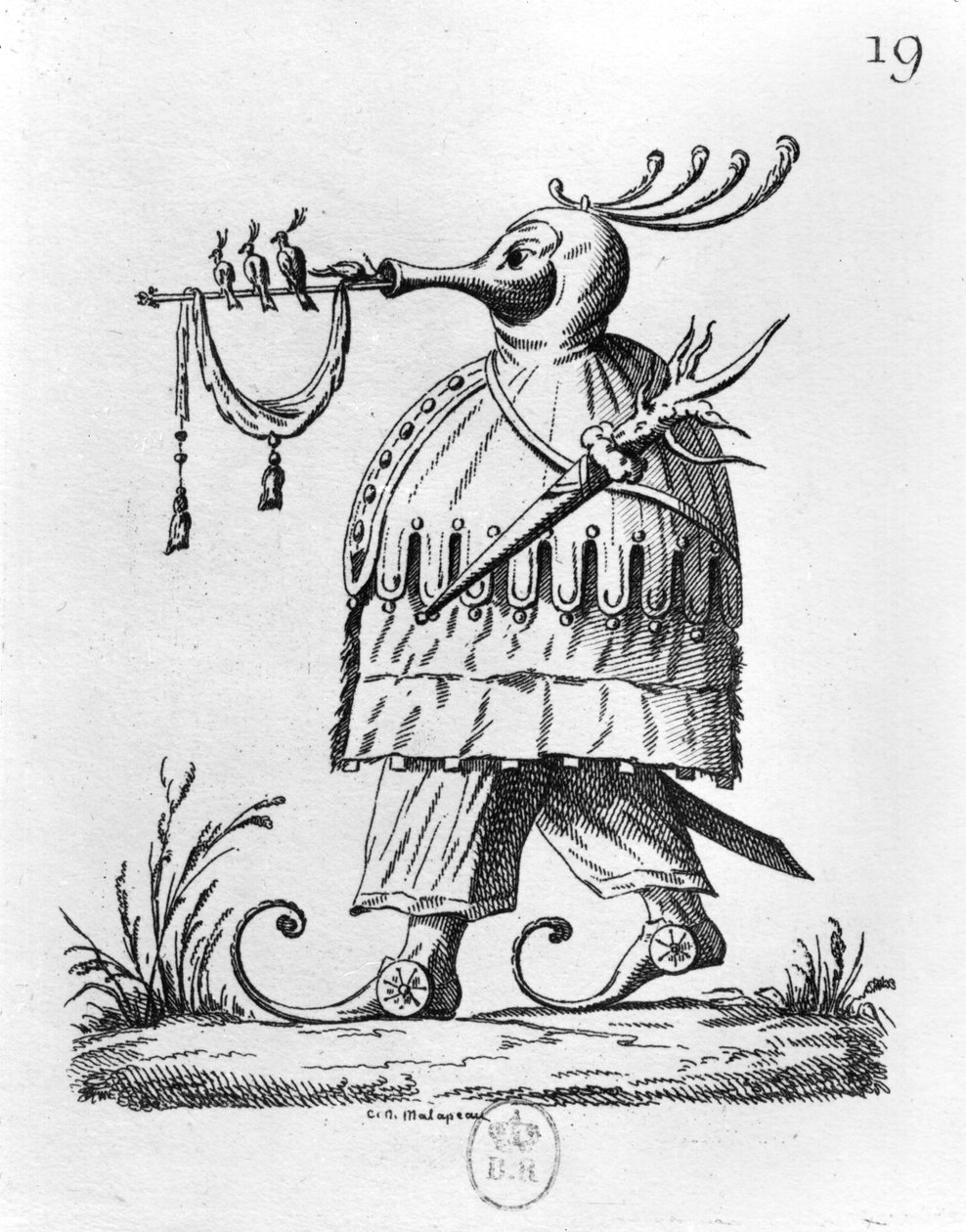 Ett monster, från "Les Songes Drolatiques de Pantagruel" av Francois Rabelais (1494-1553) (xylografi) av Claude Nicolas Malapeau