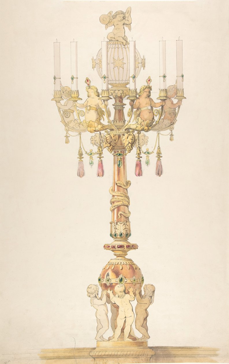 Design för en kandelaber, 1810-38. av Claude Aimé Chenavard