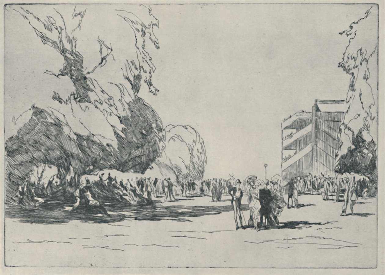 Ascot - The Paddock, 1914, 1920 av Claude Allin Shepperson