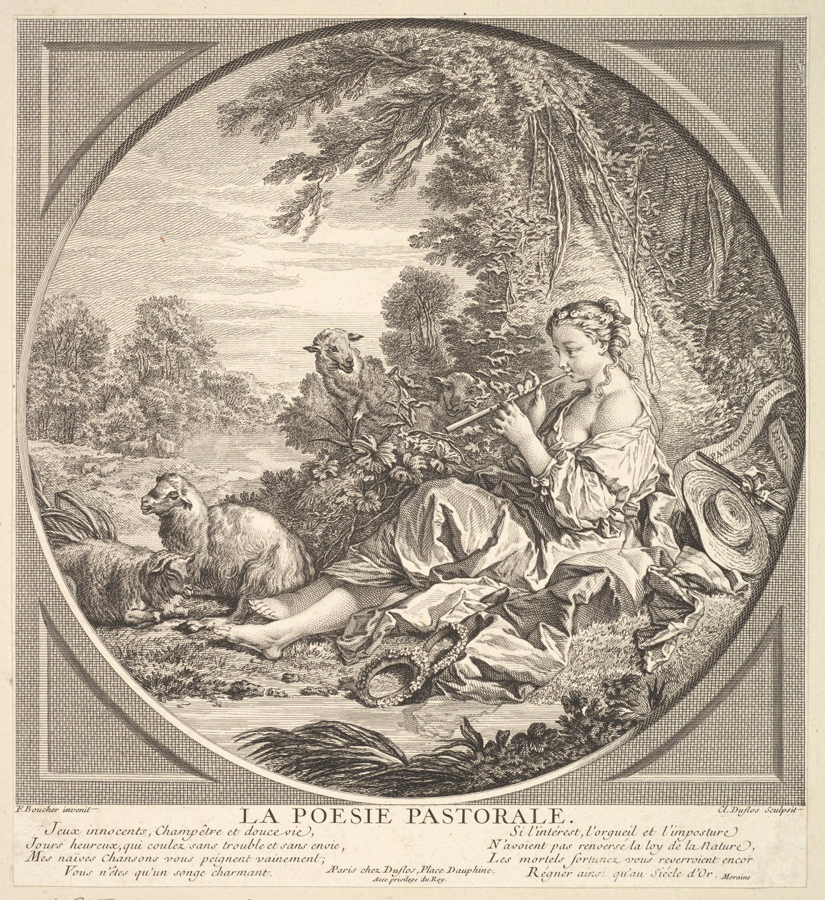 Pastoral poesi, ca. 1742. av Claude Augustin Duflos