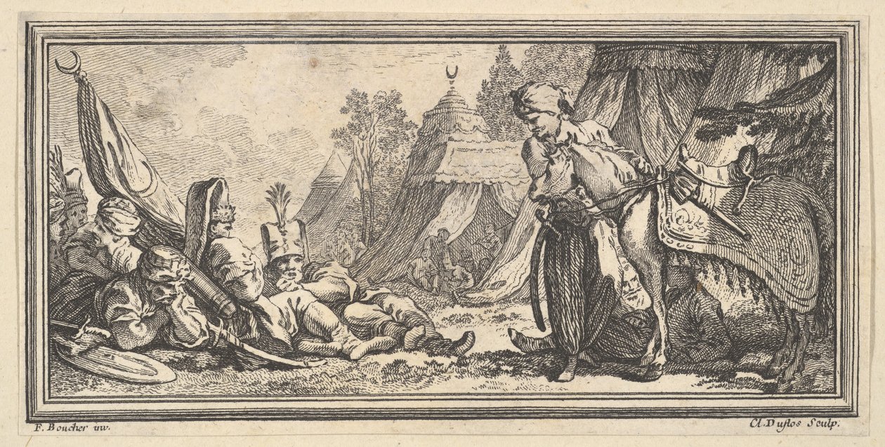 Turkiska soldater vilar, 1746-47. av Claude Augustin Duflos