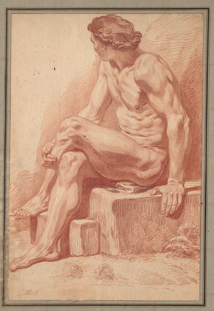 Sittande man naken, 1693-1695. av Claude Gillot