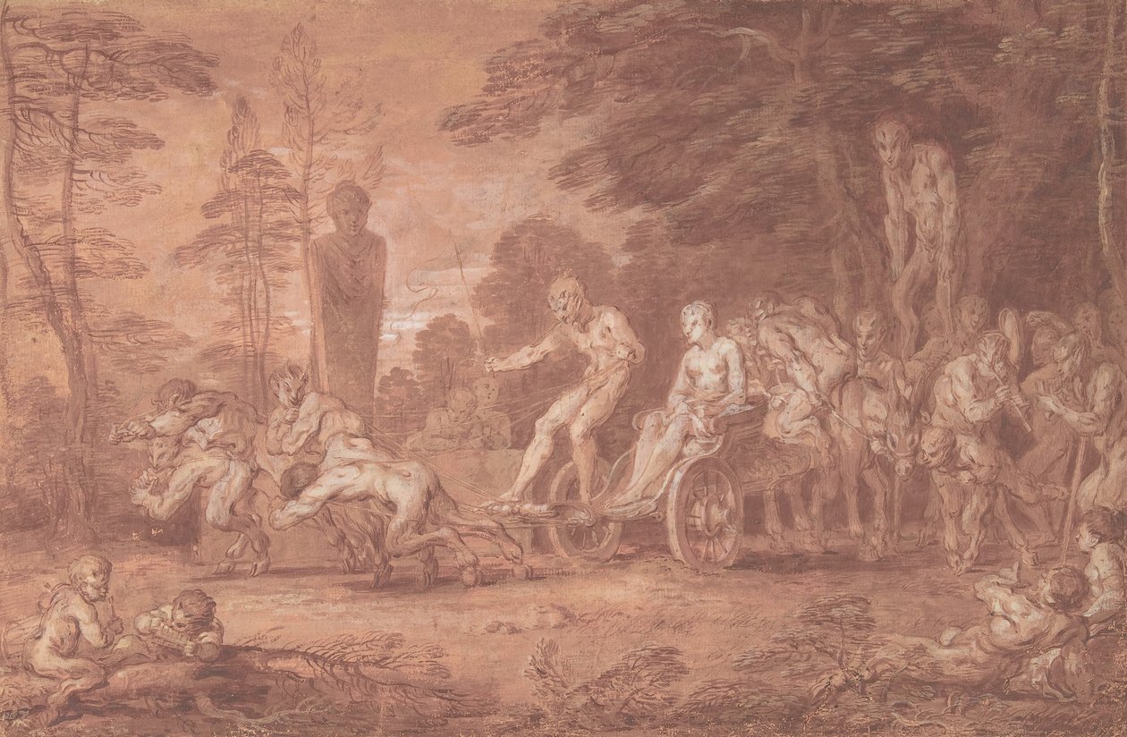 Den avstannade processionen, . av Claude Gillot