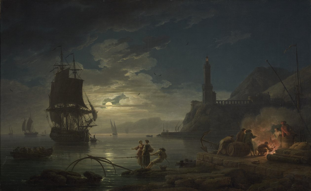 Kustscen i månsken, 1769 av Claude Joseph Vernet