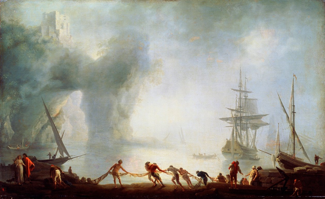 Gryning över Capri. Mist, c1745. av Claude Joseph Vernet
