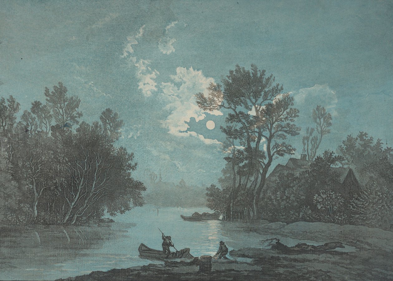 Fishermen by Moonlight, ca. 1750-1800. av Claude Joseph Vernet