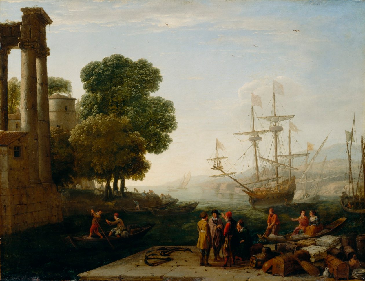 En hamnstad vid solnedgången av Claude Lorrain