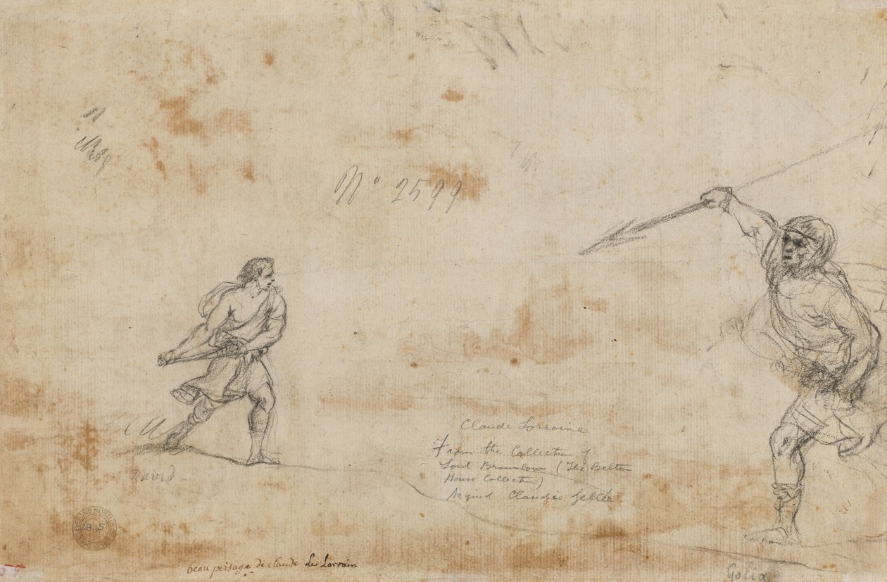 David och Goliat verso, ca. 1645. av Claude Lorrain