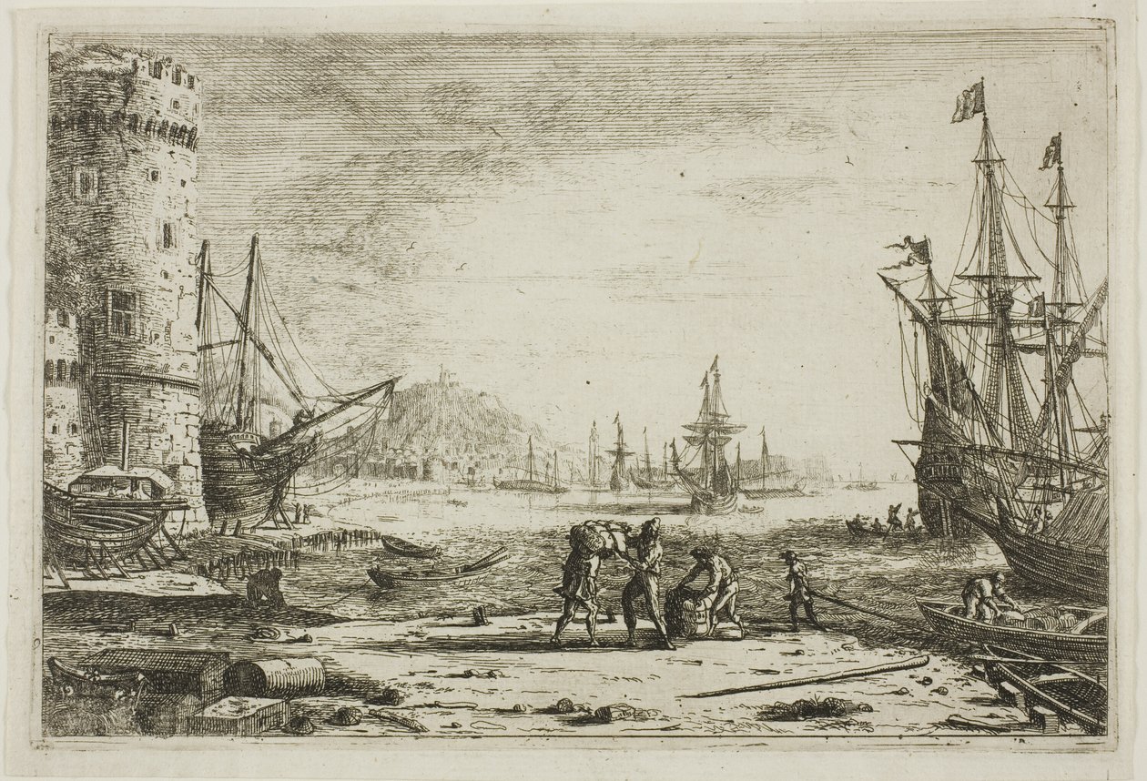 Hamn med ett stort torn av Claude Lorrain