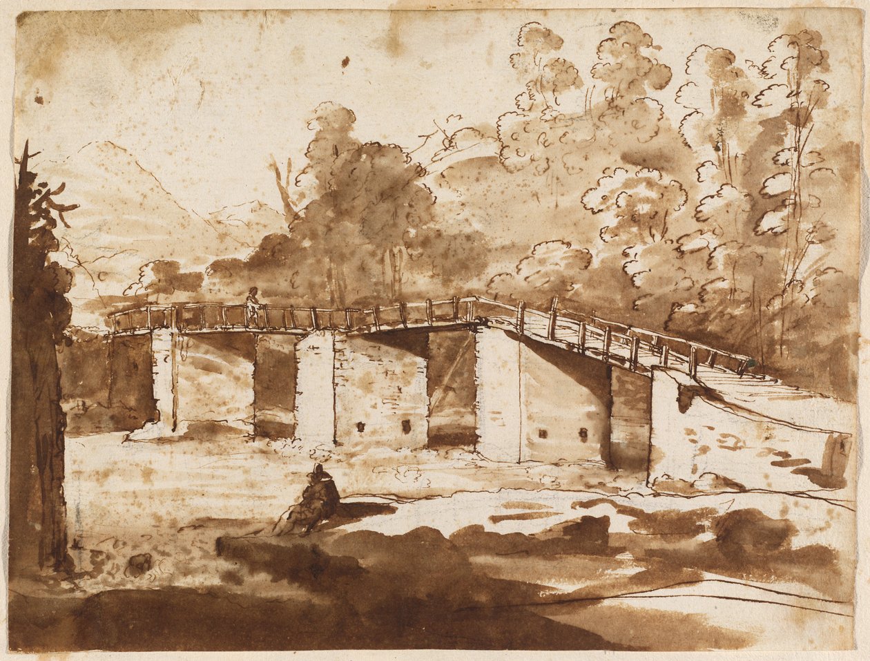 Landskap med en bro av Claude Lorrain