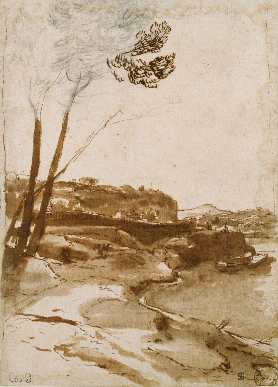 Stig längs Tibern, c1635-1640 av Claude Lorrain
