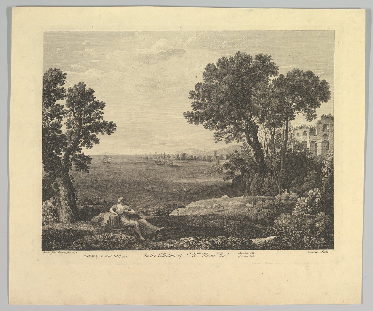 Havslandskap med Bacchus och Ariadne, 1742. av Claude Lorrain