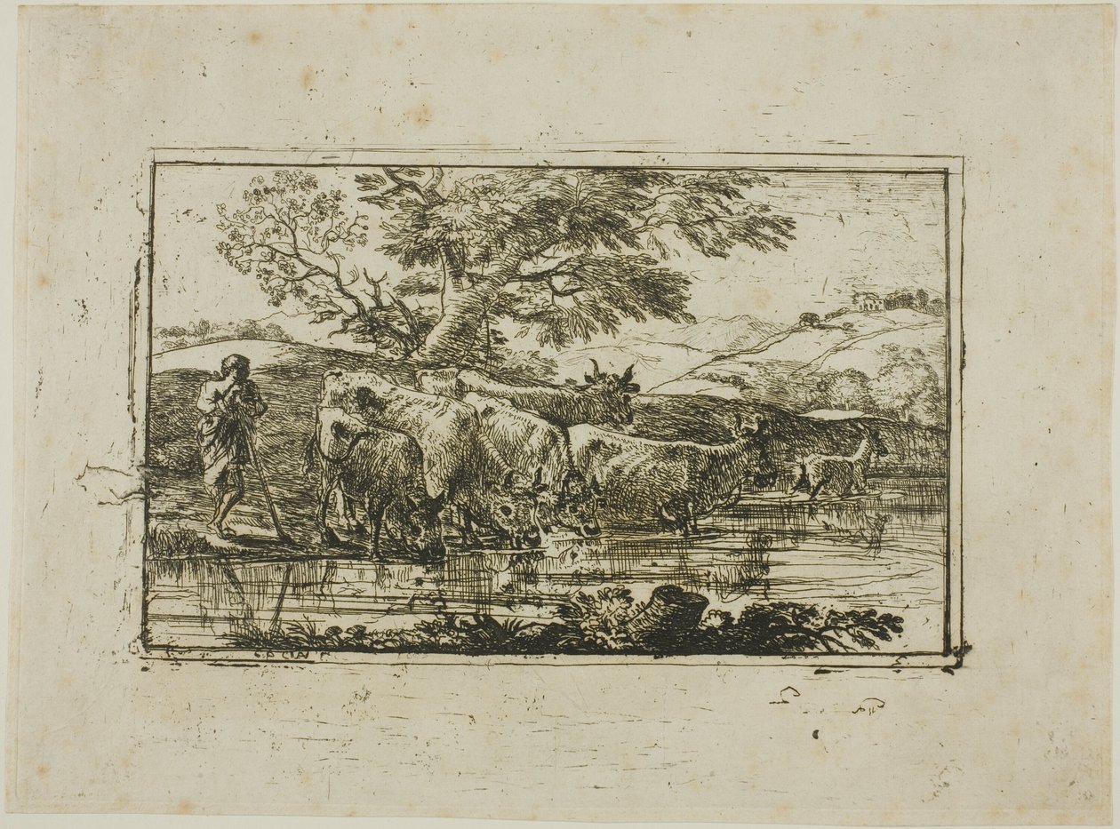 Flocken vid vattningsplatsen av Claude Lorrain