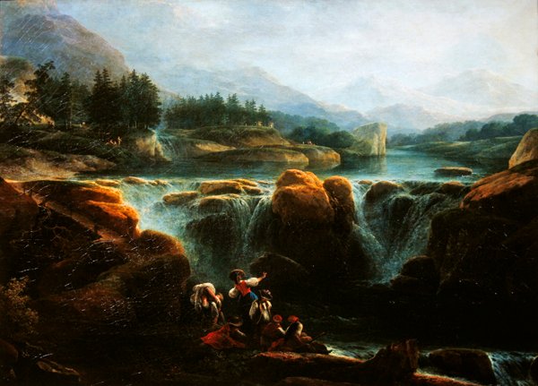 Schweiziskt landskap, c.1790-94 av Claude Louis Chatelet