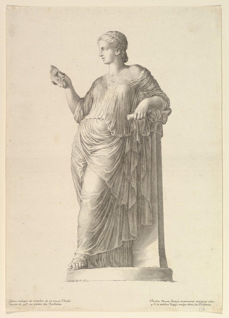 Forntida staty av Muse Thalia, 1669. av Claude Mellan