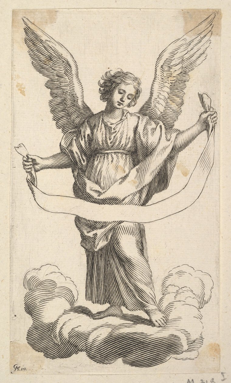 Ängel med en Banderole. av Claude Mellan