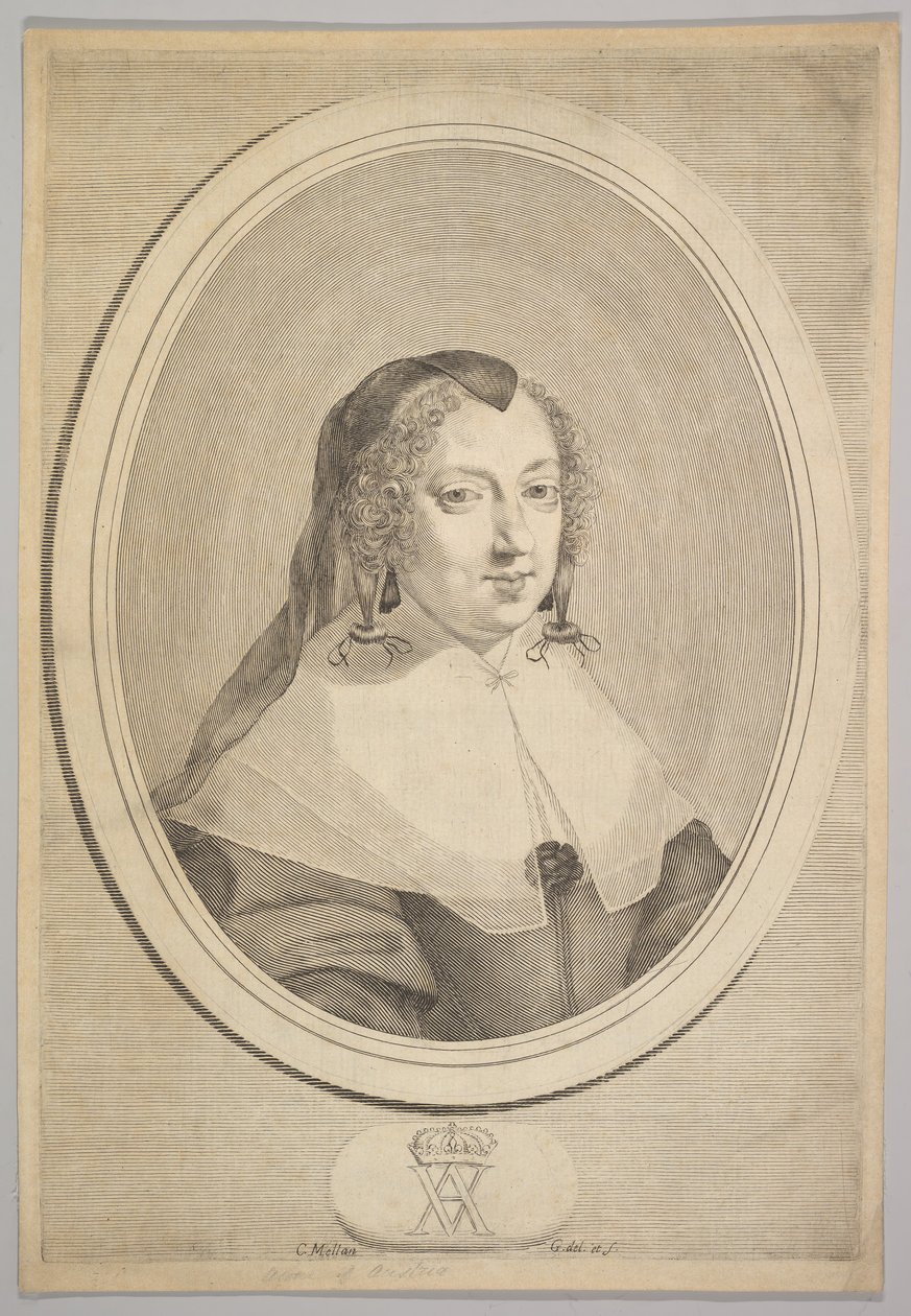 Anne av Österrike, ca. 1645. av Claude Mellan