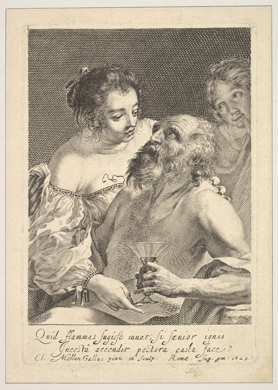 Lot och hans döttrar, 1629. av Claude Mellan